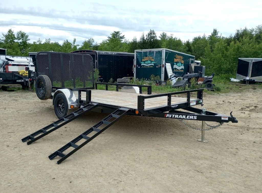 2024 PJ Trailers 7x14 Powder Coated Open Utility w/Rear Ramp Gate, ATV Side Loading Ramps Online | R-H Container Service