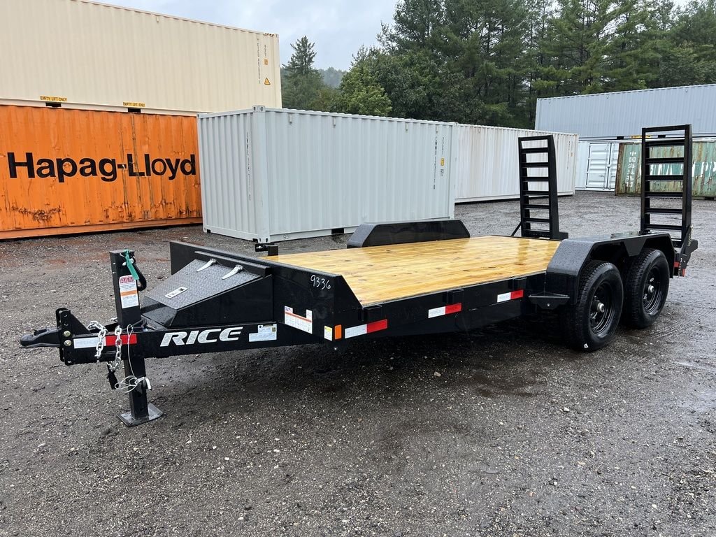 2024 Rice Trailers 7x16 10K Equipment Hauler w/D-Rings, Spare Mount, & Toolbox Online | R-H Container Service