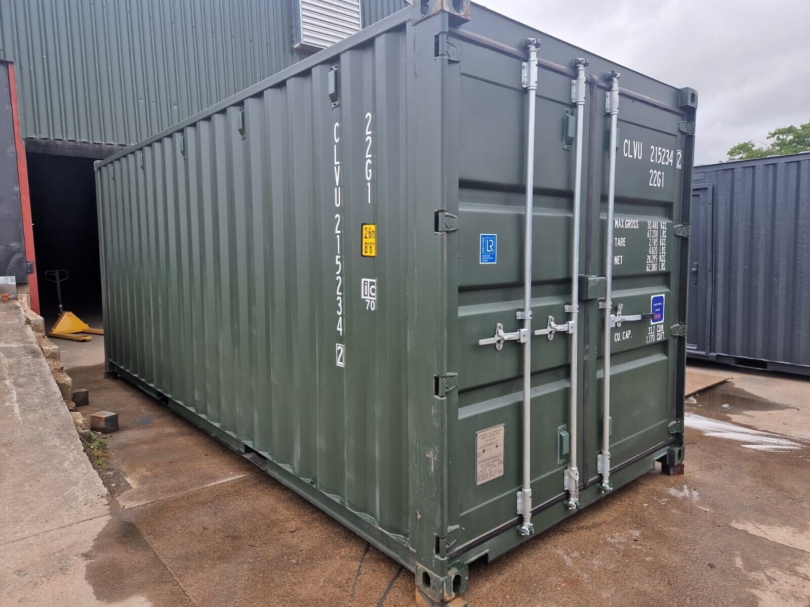 New 20Ft Shipping Container One Trip Green Easy Opening Door Online | R-H Container Service